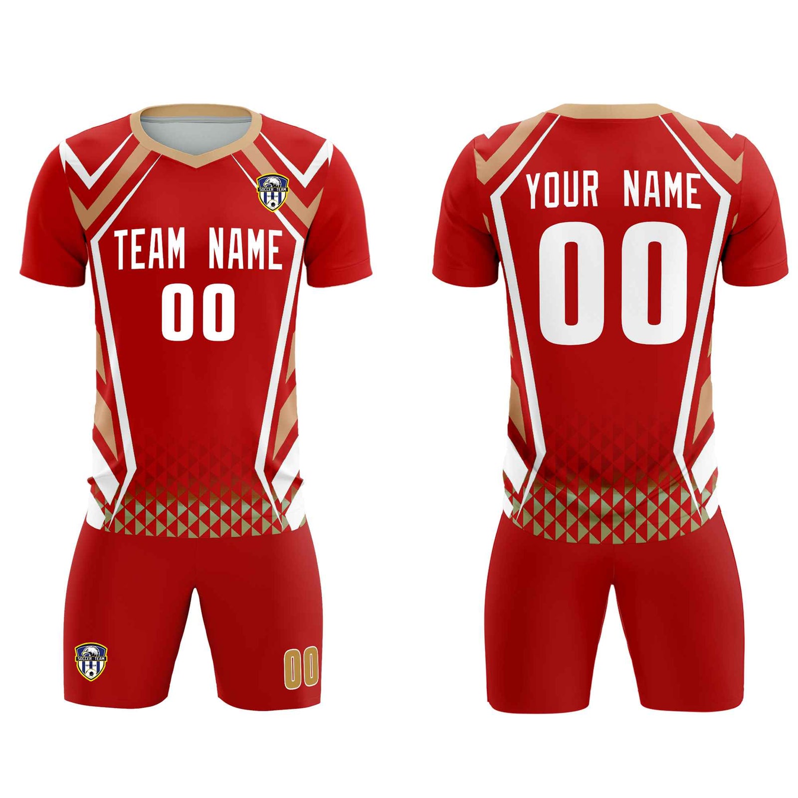Custom Red Abstract Breathable Soccer Tops/Sets Jersey