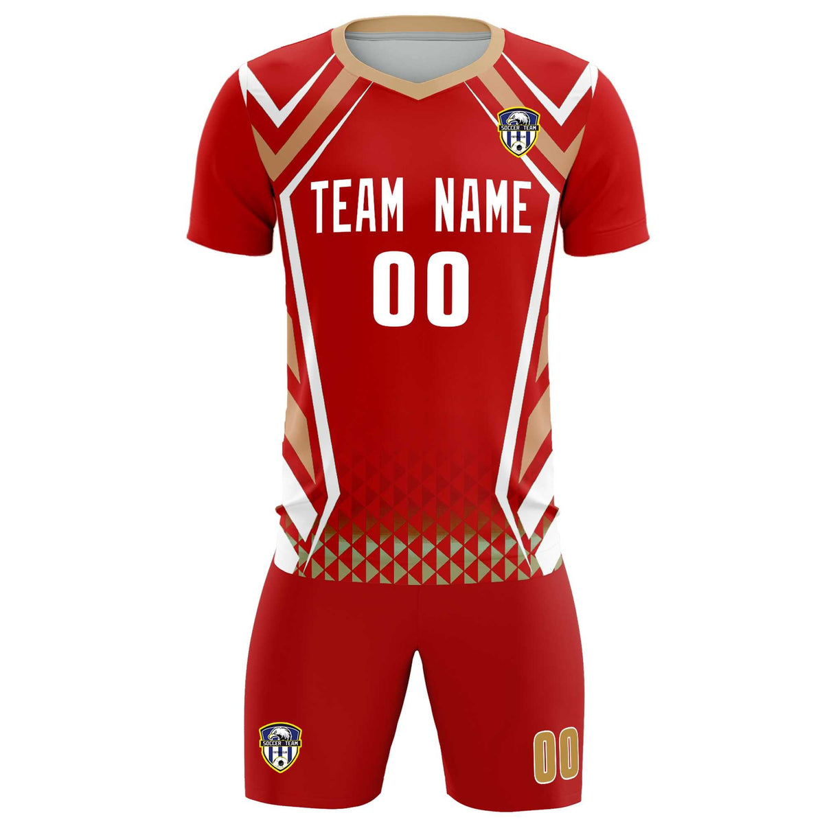 Custom Red Abstract Breathable Soccer Tops/Sets Jersey