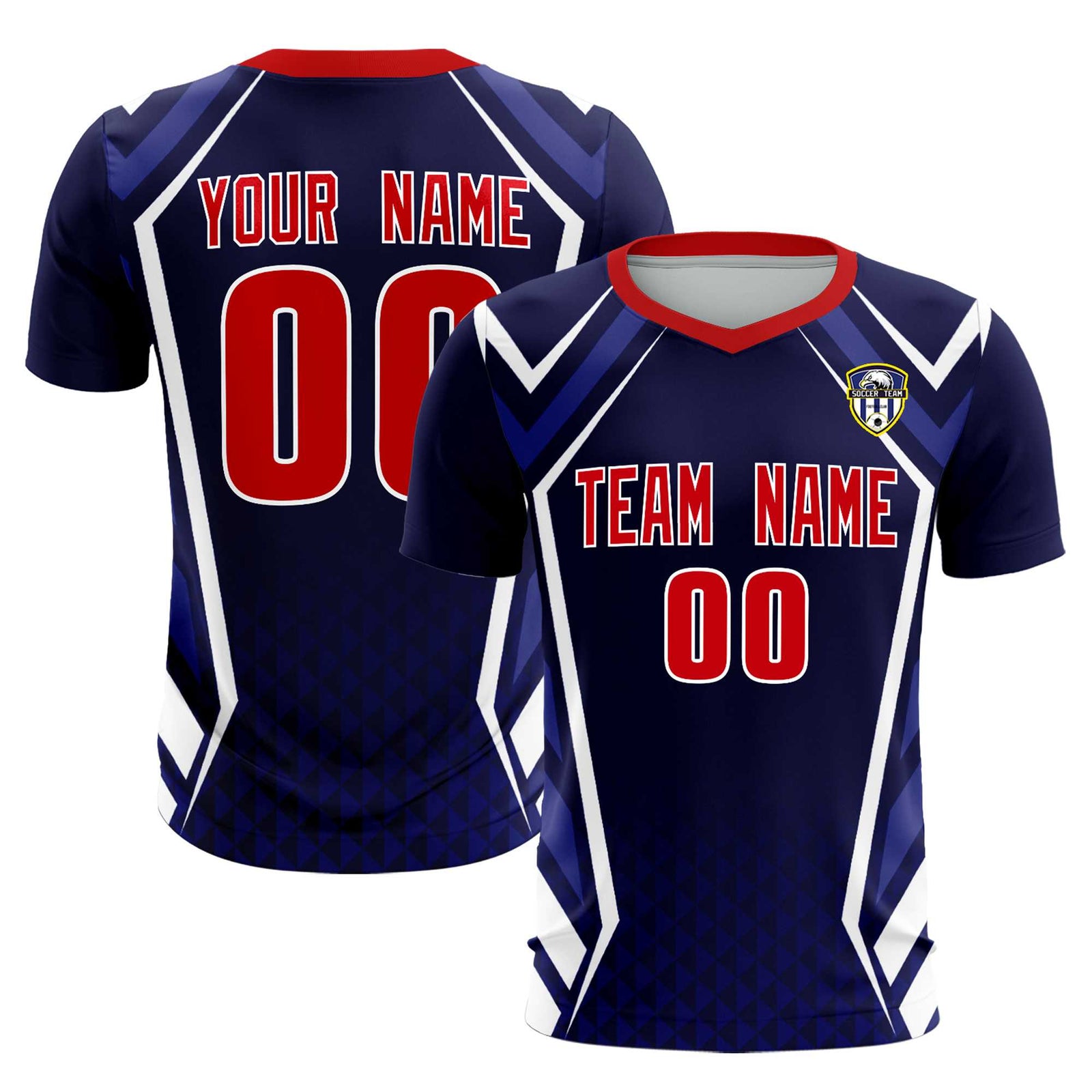 Custom Navy Abstract Breathable Soccer Tops/Sets Jersey