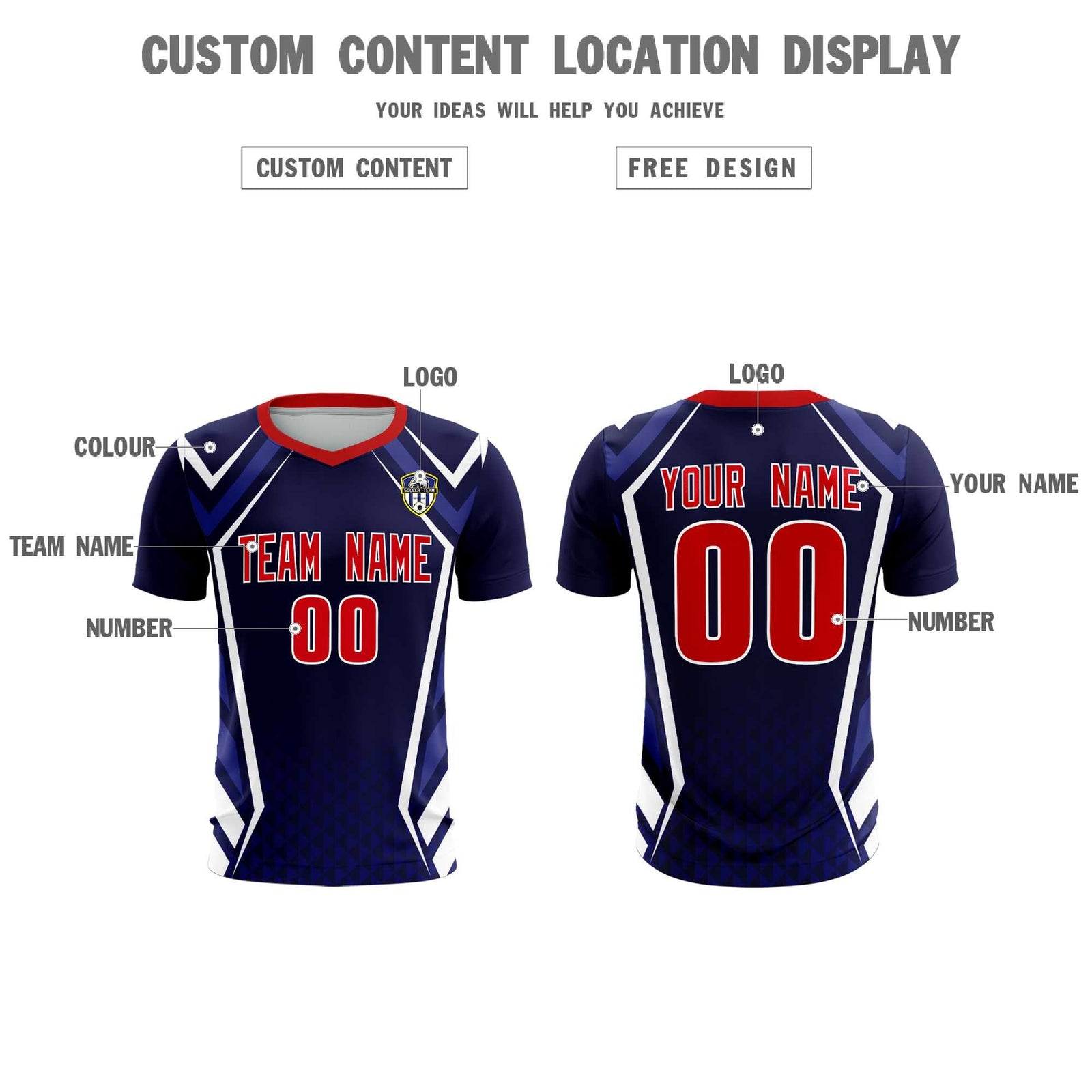 Custom Navy Abstract Breathable Soccer Tops/Sets Jersey