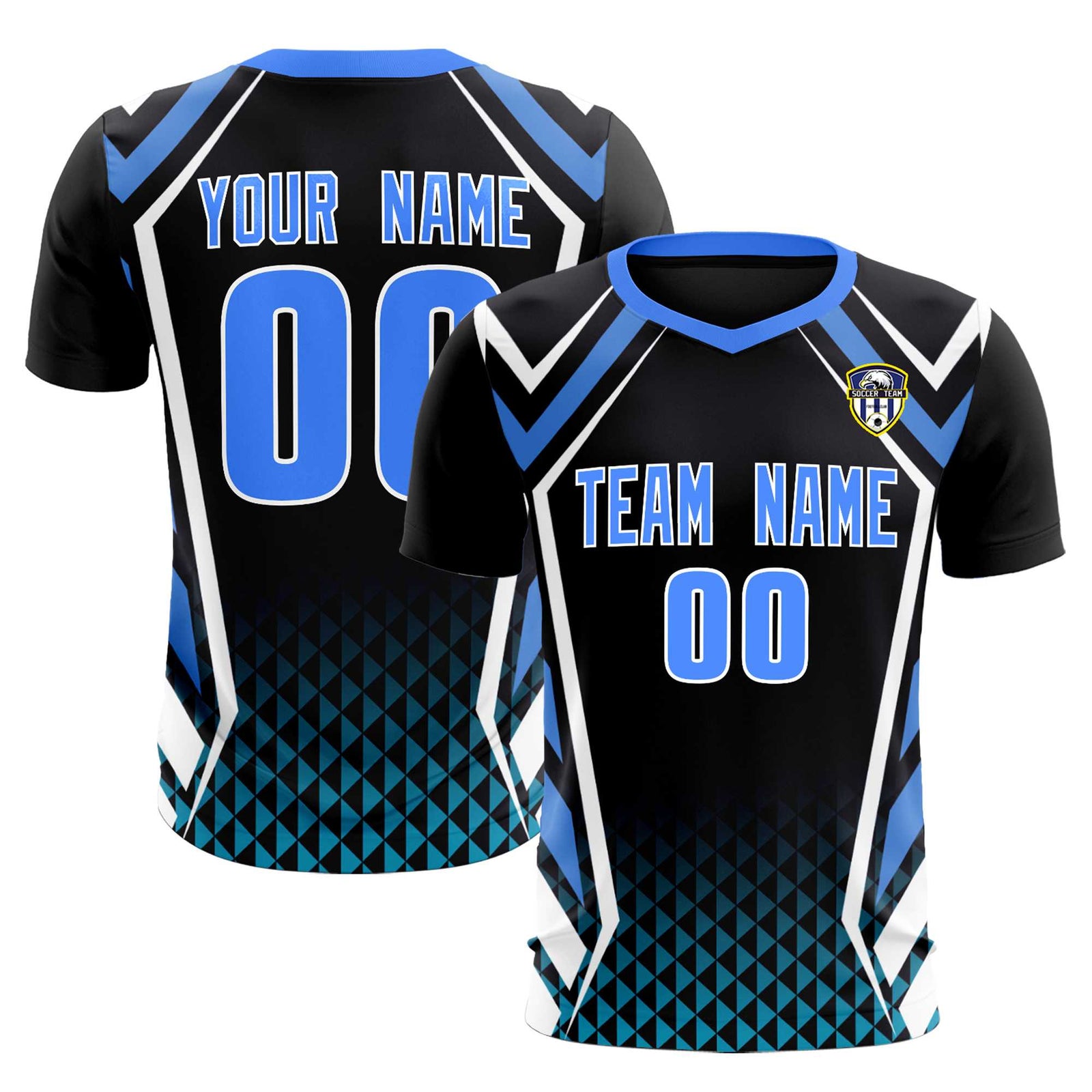 Custom Black Abstract Breathable Soccer Tops/Sets Jersey