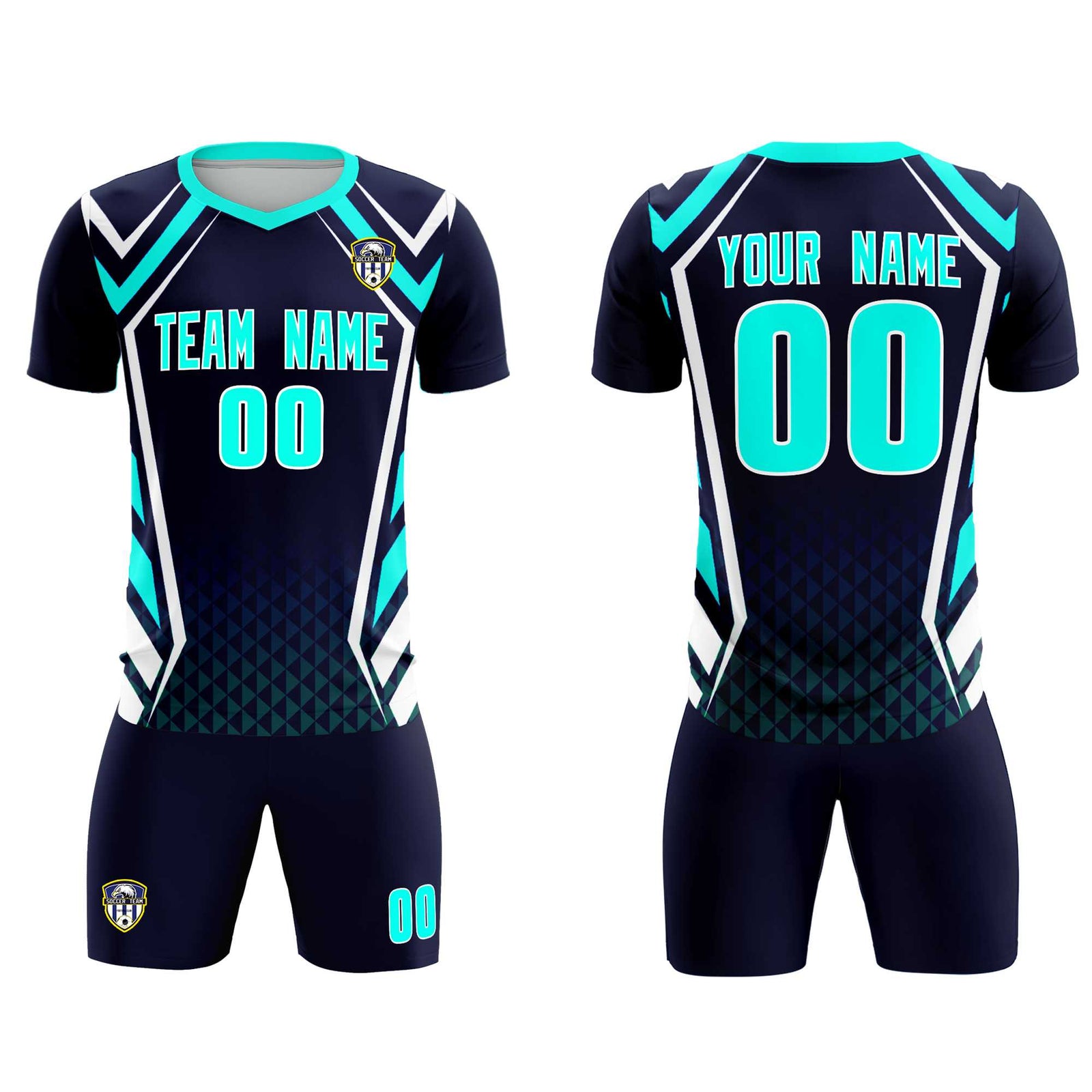 Custom Navy Abstract Breathable Soccer Tops/Sets Jersey