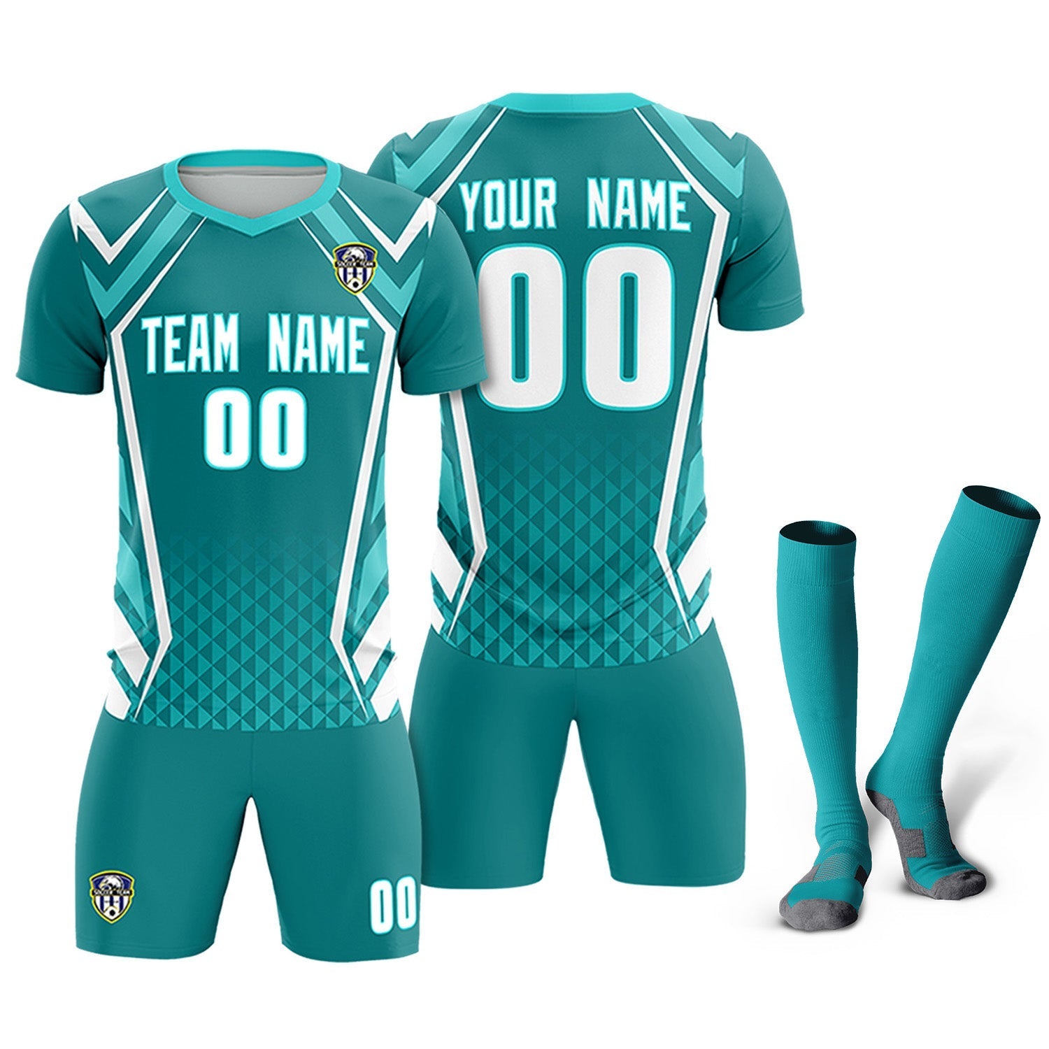 Custom Sky Blue Abstract Breathable Soccer Tops/Sets Jersey
