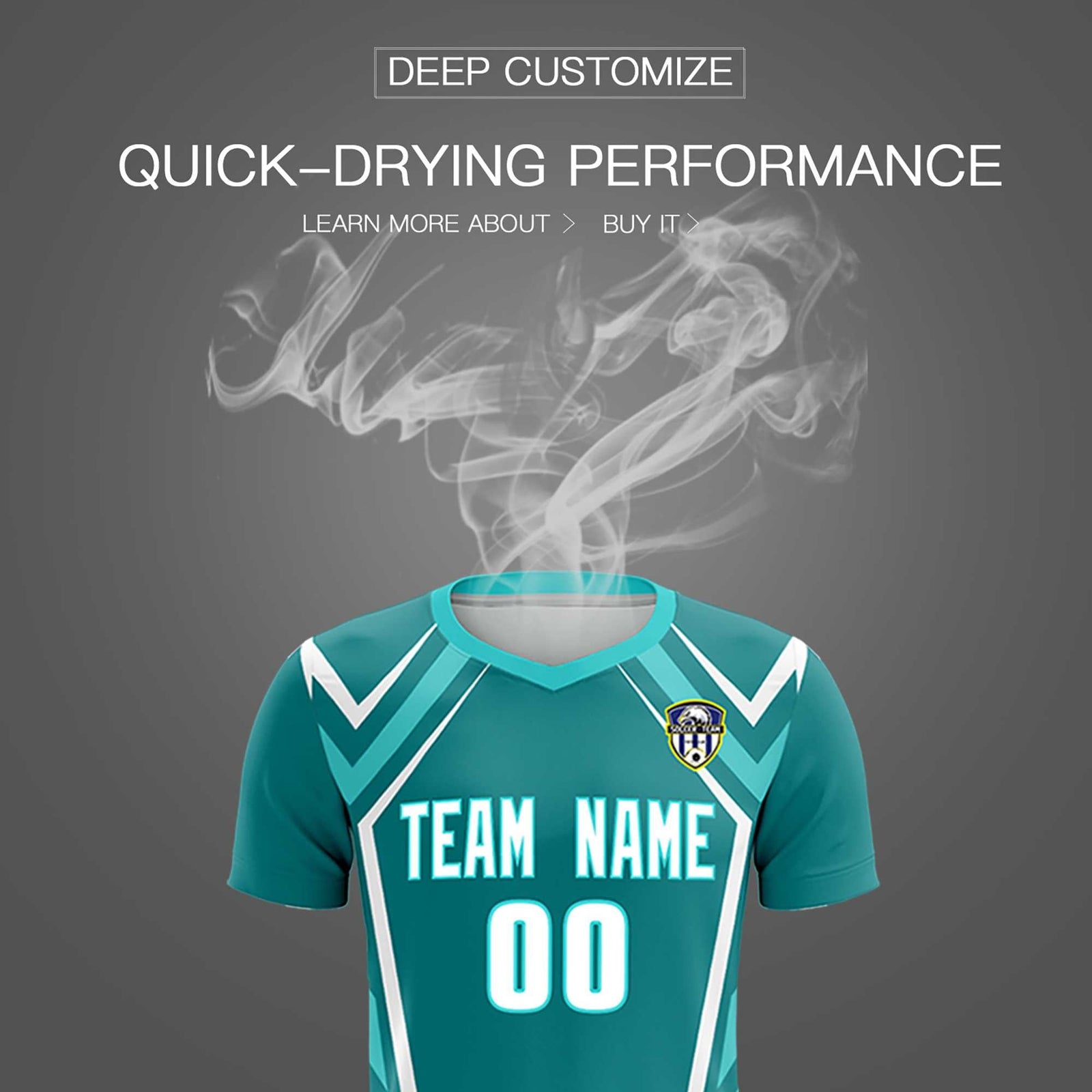 Custom Sky Blue Abstract Breathable Soccer Tops/Sets Jersey