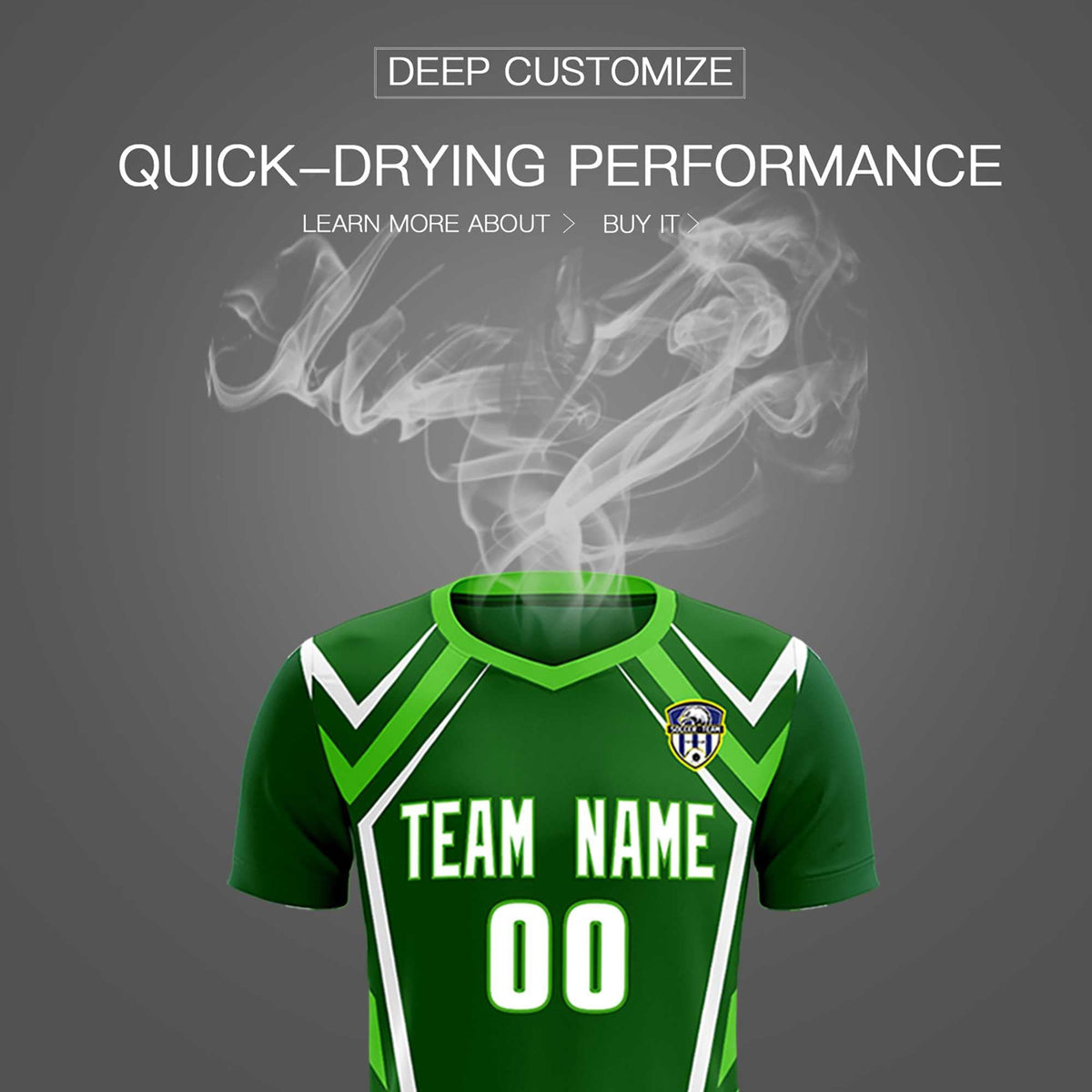 Custom Green Abstract Breathable Soccer Tops/Sets Jersey