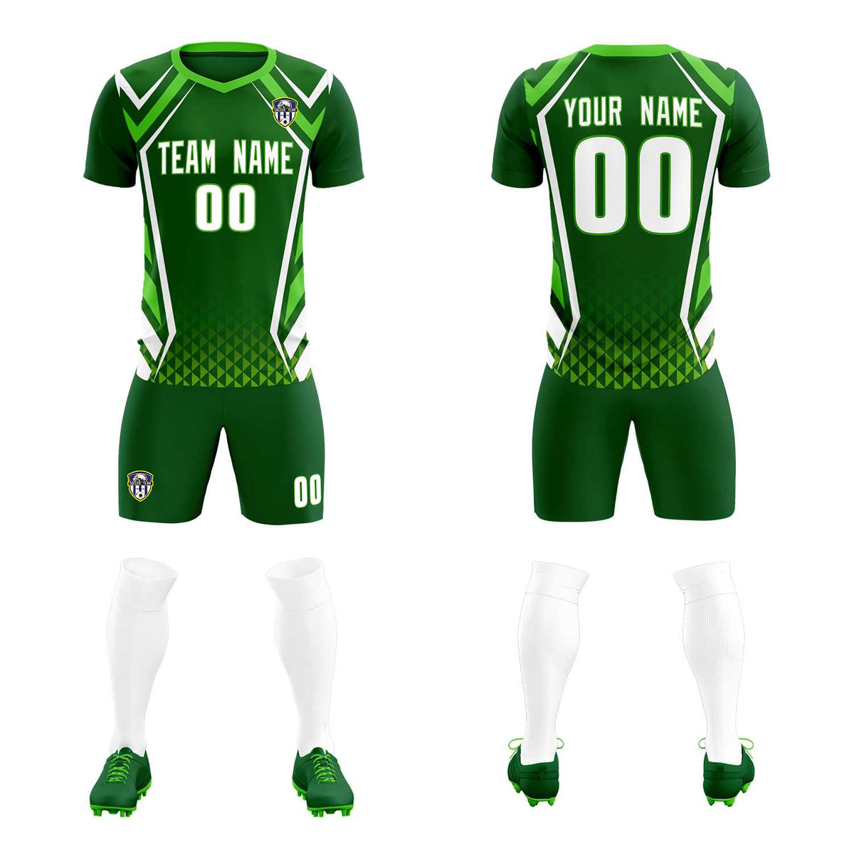 Custom Green Abstract Breathable Soccer Tops/Sets Jersey
