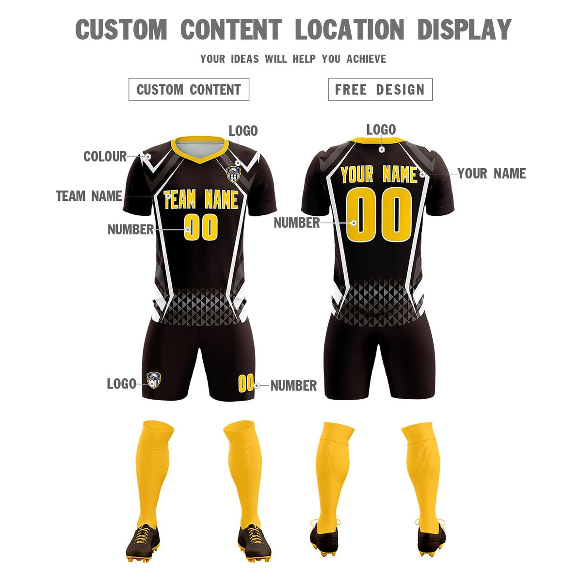 Custom Brown Abstract Breathable Soccer Tops/Sets Jersey