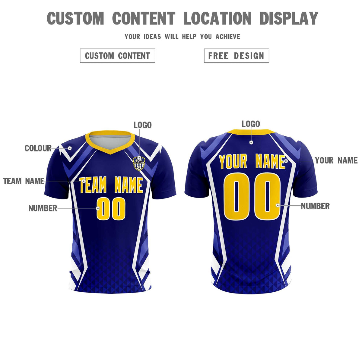 Custom Royal Abstract Breathable Soccer Tops/Sets Jersey