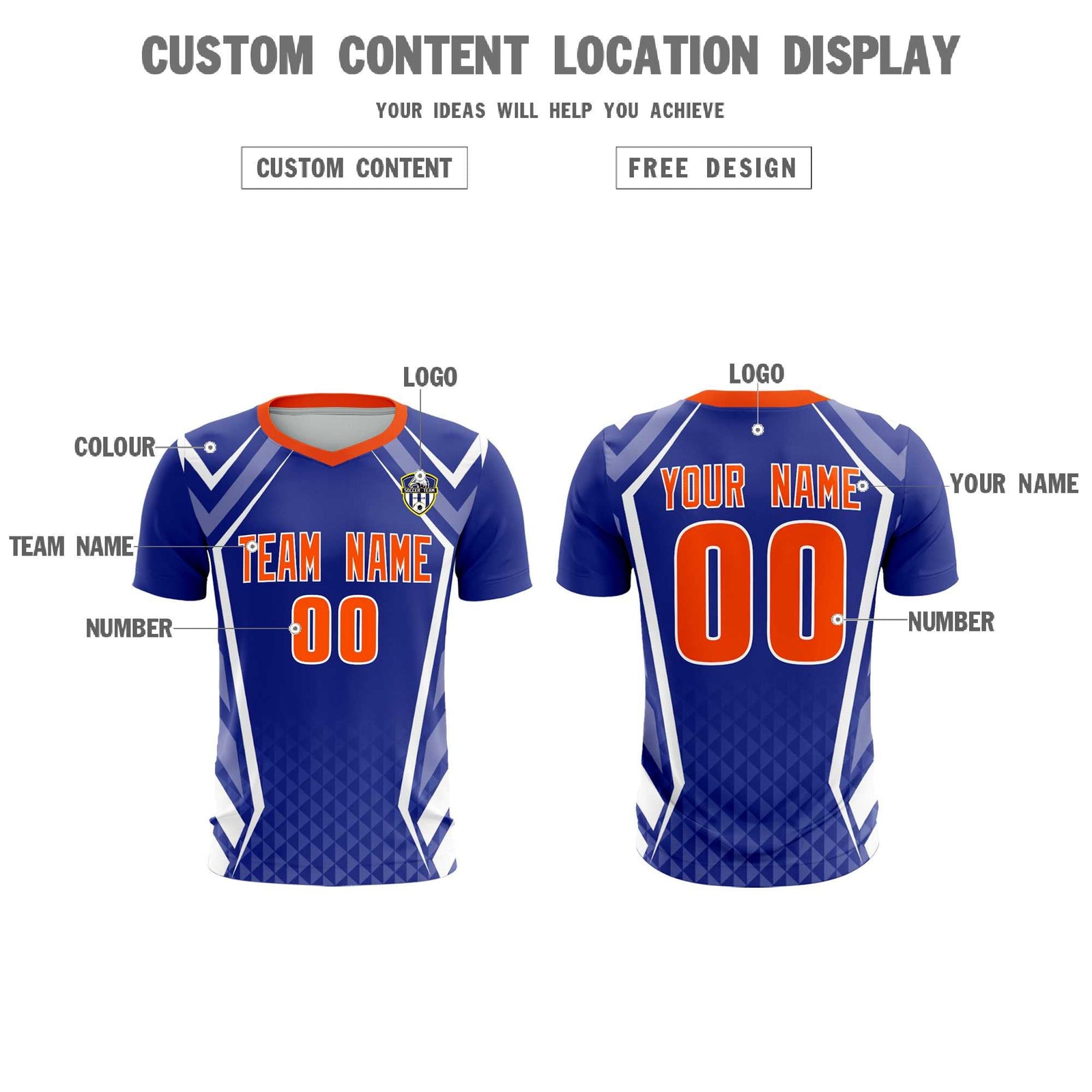 Custom Royal Abstract Breathable Soccer Tops/Sets Jersey