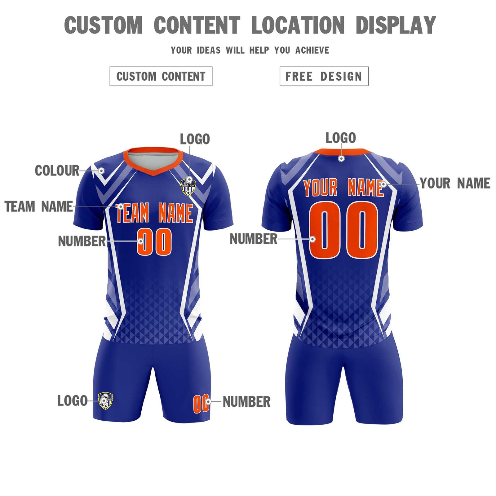 Custom Royal Abstract Breathable Soccer Tops/Sets Jersey