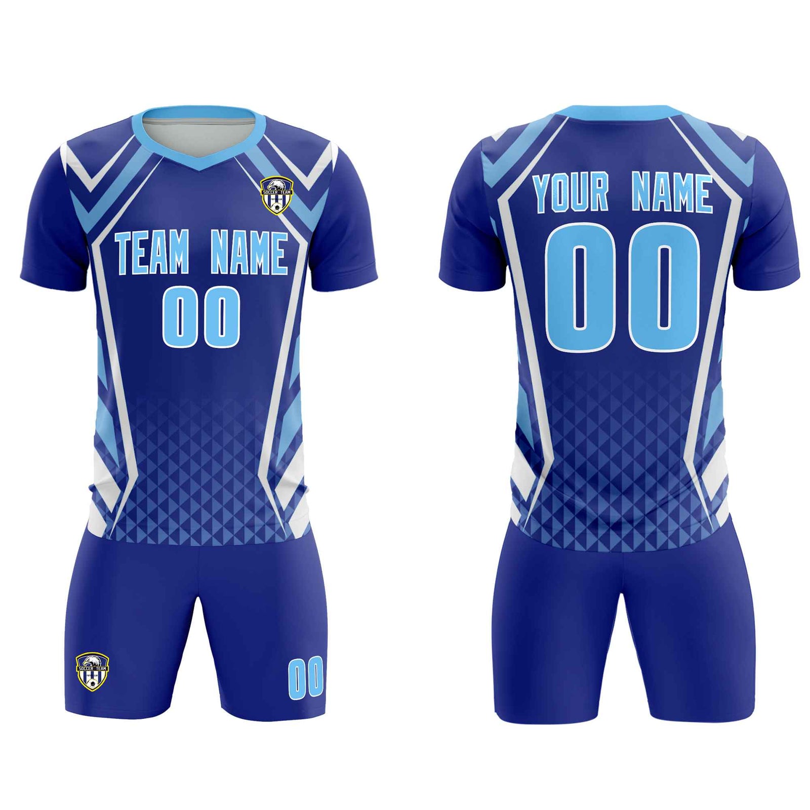 Custom Royal Abstract Breathable Soccer Tops/Sets Jersey