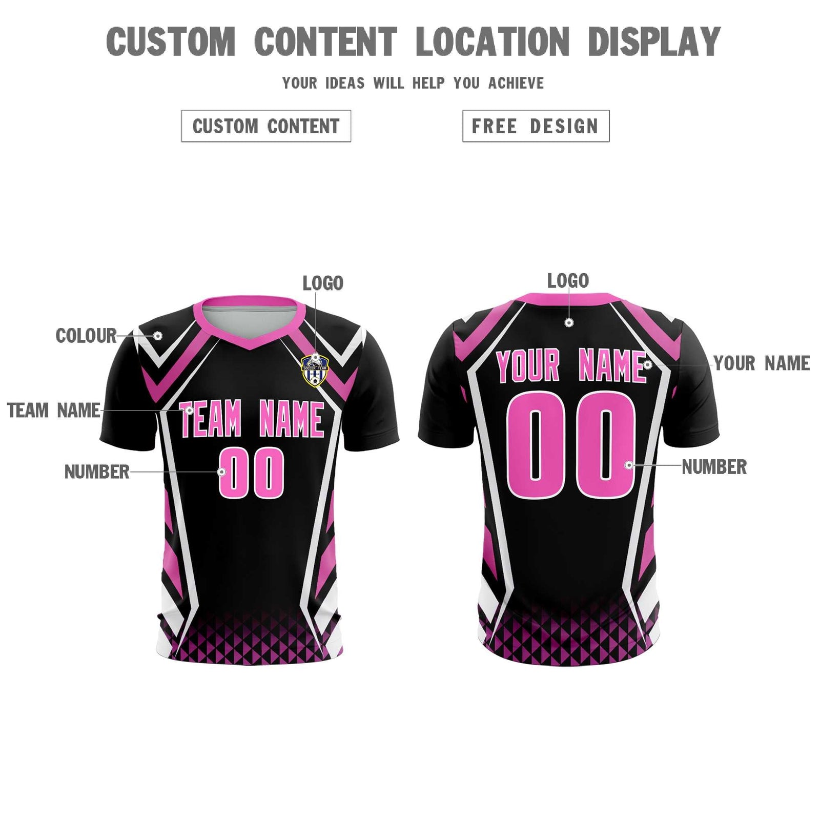 Custom Black Abstract Breathable Soccer Tops/Sets Jersey