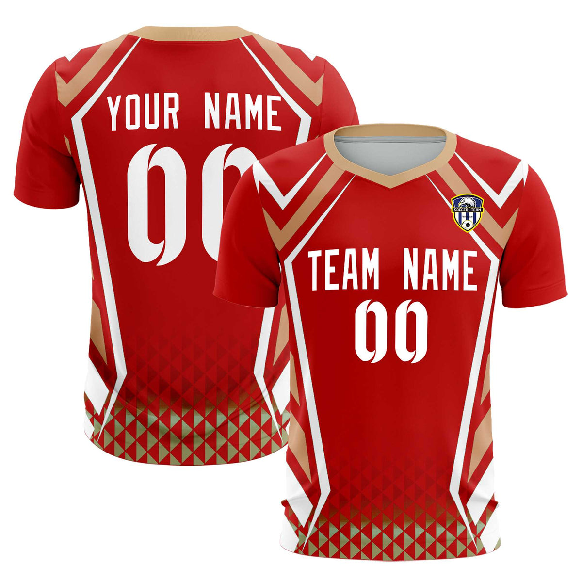 Custom Red Abstract Breathable Soccer Tops/Sets Jersey