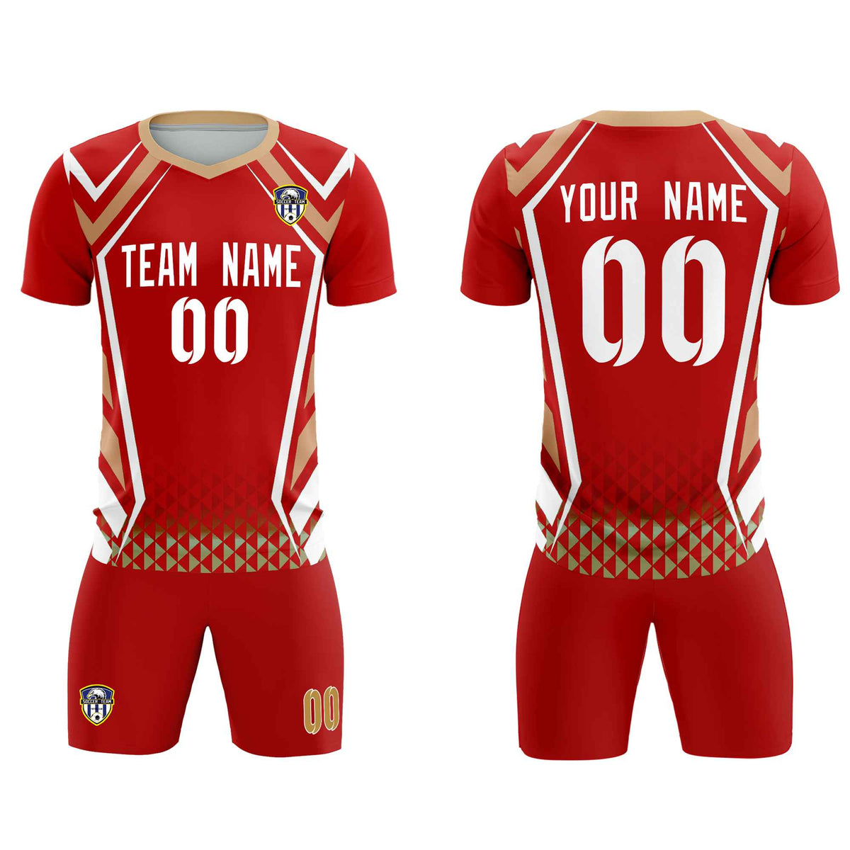 Custom Red Abstract Breathable Soccer Tops/Sets Jersey