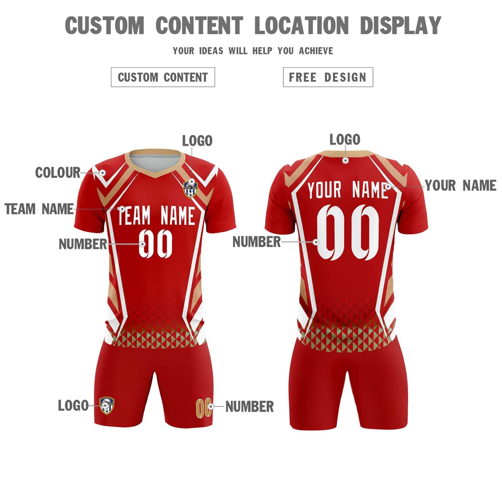 Custom Red Abstract Breathable Soccer Tops/Sets Jersey