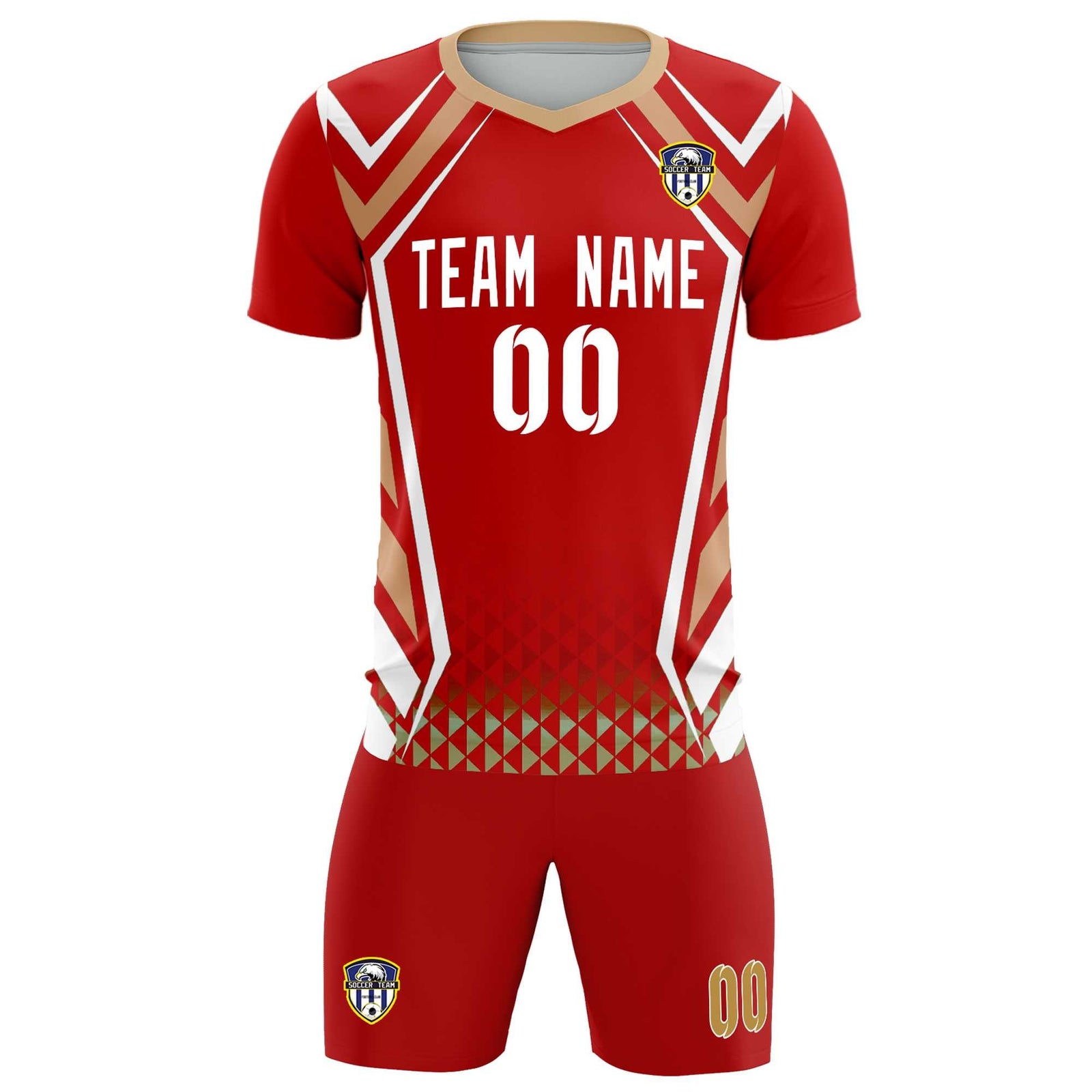Custom Red Abstract Breathable Soccer Tops/Sets Jersey