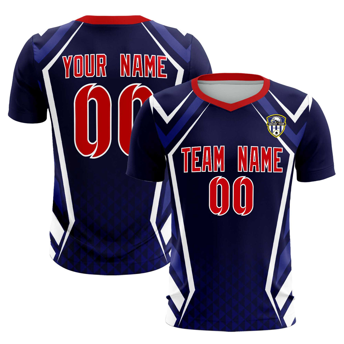 Custom Navy Abstract Breathable Soccer Tops/Sets Jersey