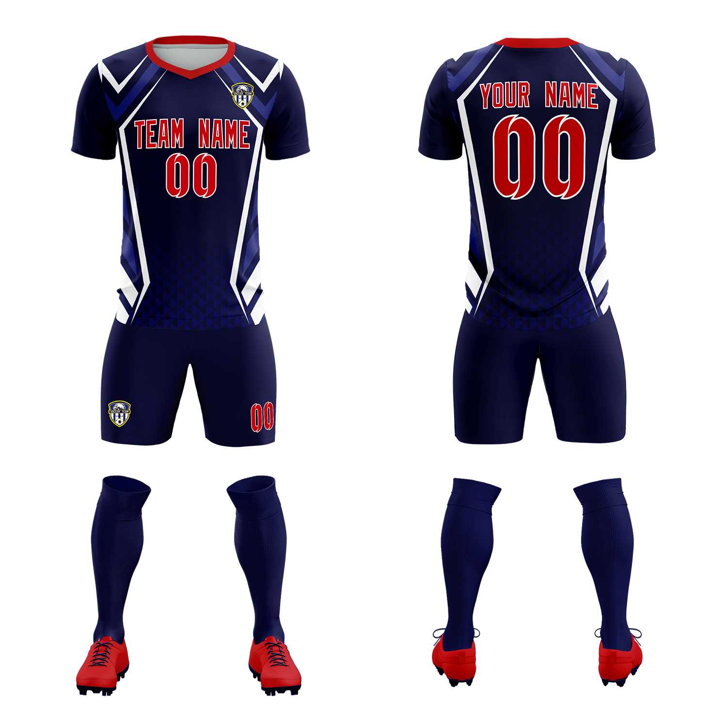 Custom Navy Abstract Breathable Soccer Tops/Sets Jersey