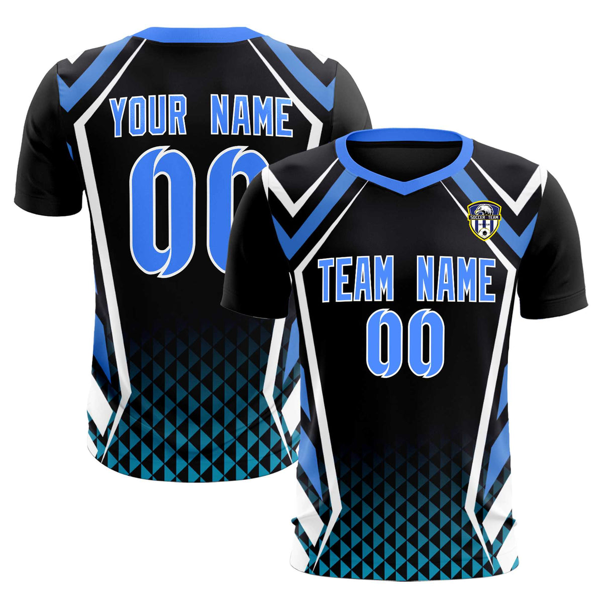 Custom Black Abstract Breathable Soccer Tops/Sets Jersey