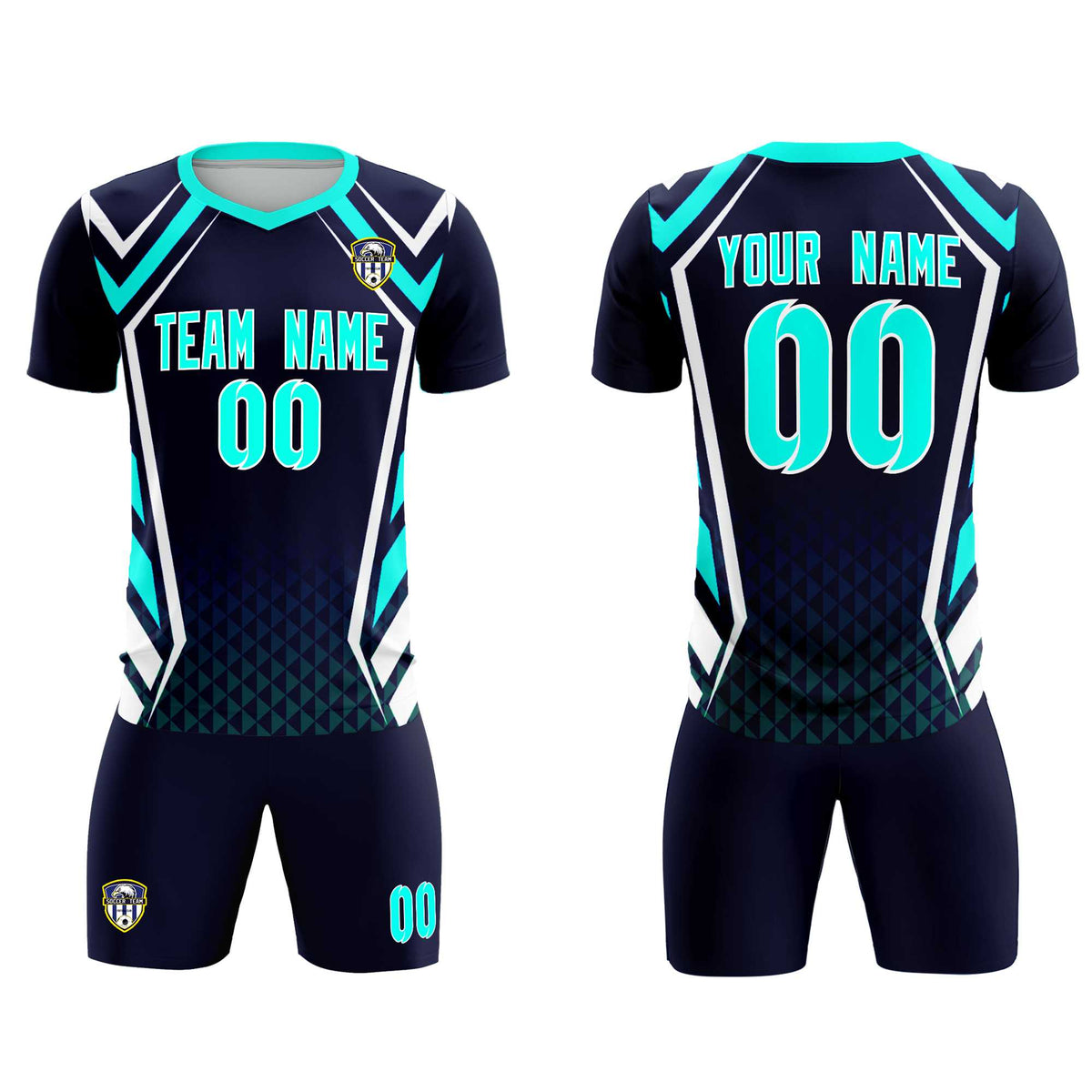 Custom Navy Abstract Breathable Soccer Tops/Sets Jersey