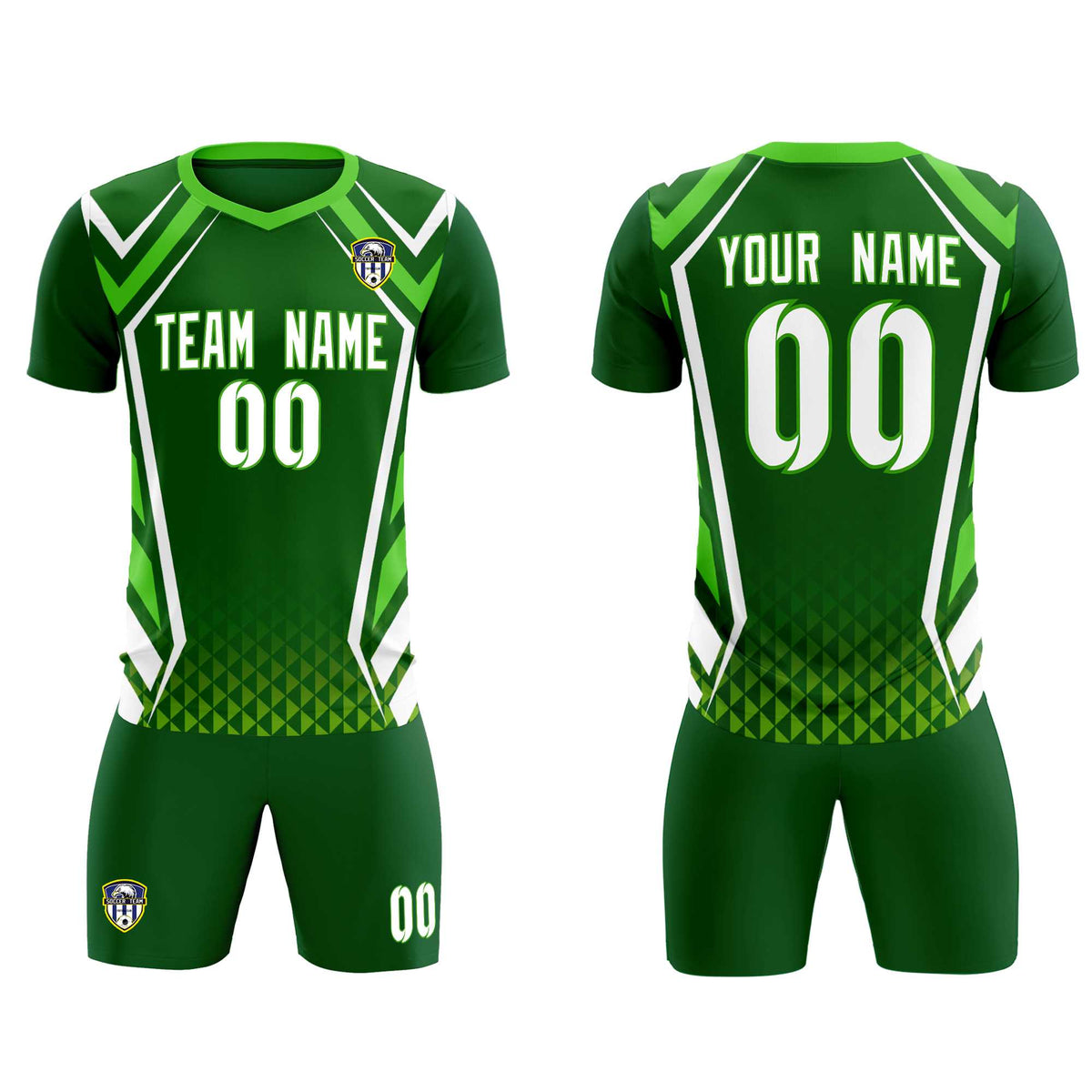 Custom Green Abstract Breathable Soccer Tops/Sets Jersey