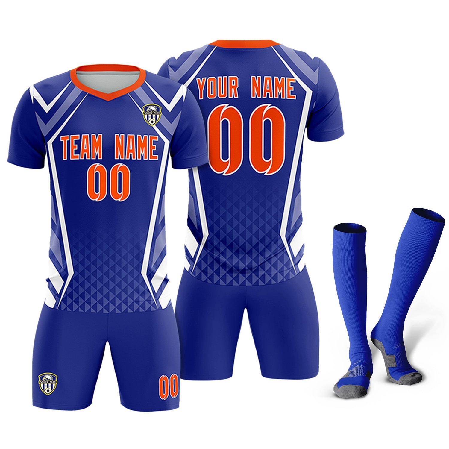 Custom Royal Abstract Breathable Soccer Tops/Sets Jersey