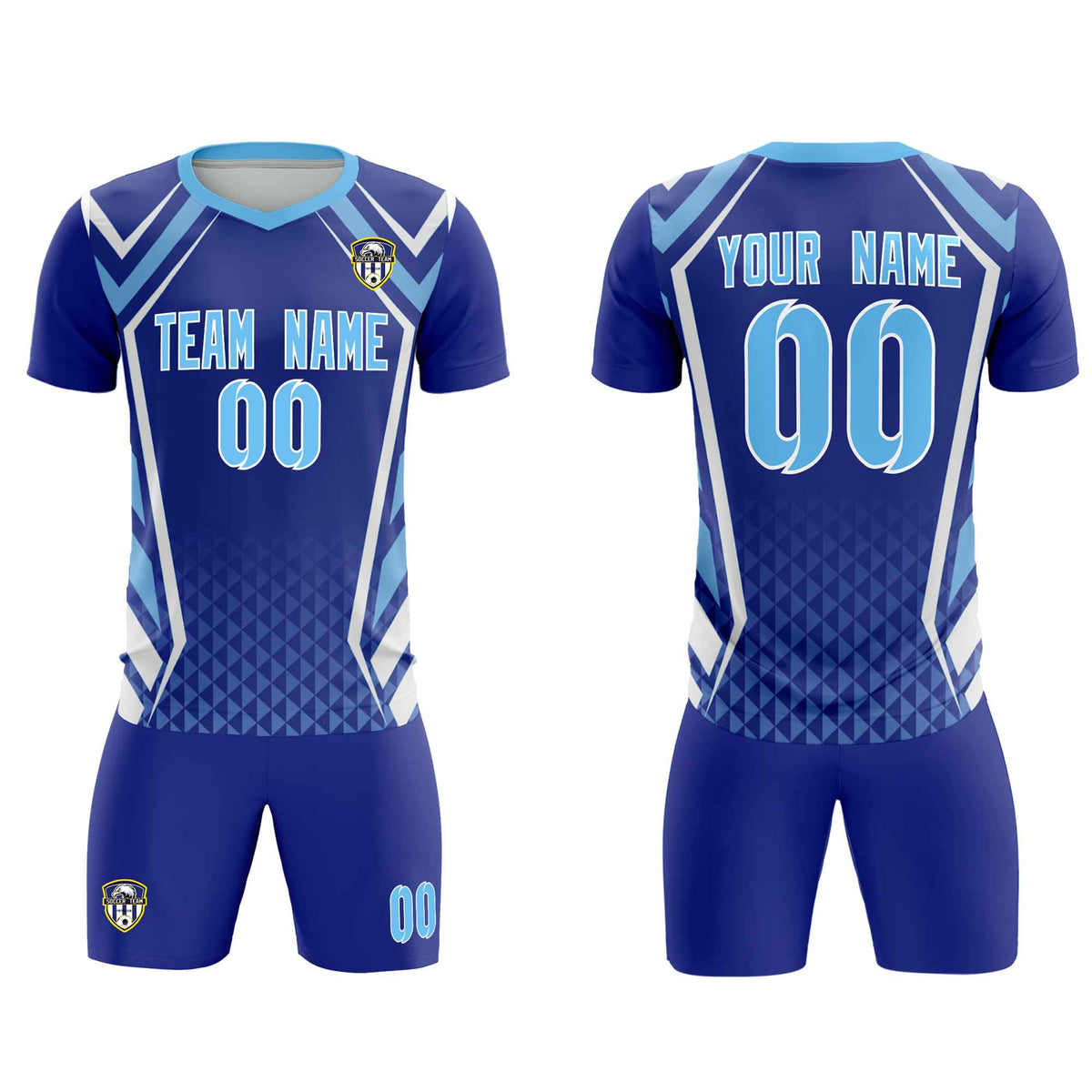 Custom Royal Abstract Breathable Soccer Tops/Sets Jersey
