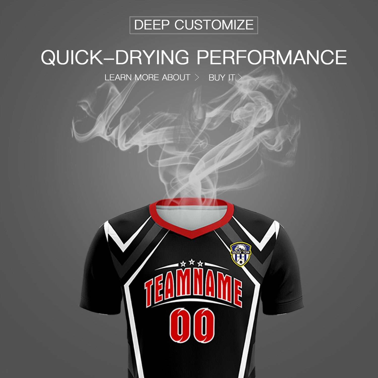 Custom Black Abstract Breathable Soccer Tops/Sets Jersey