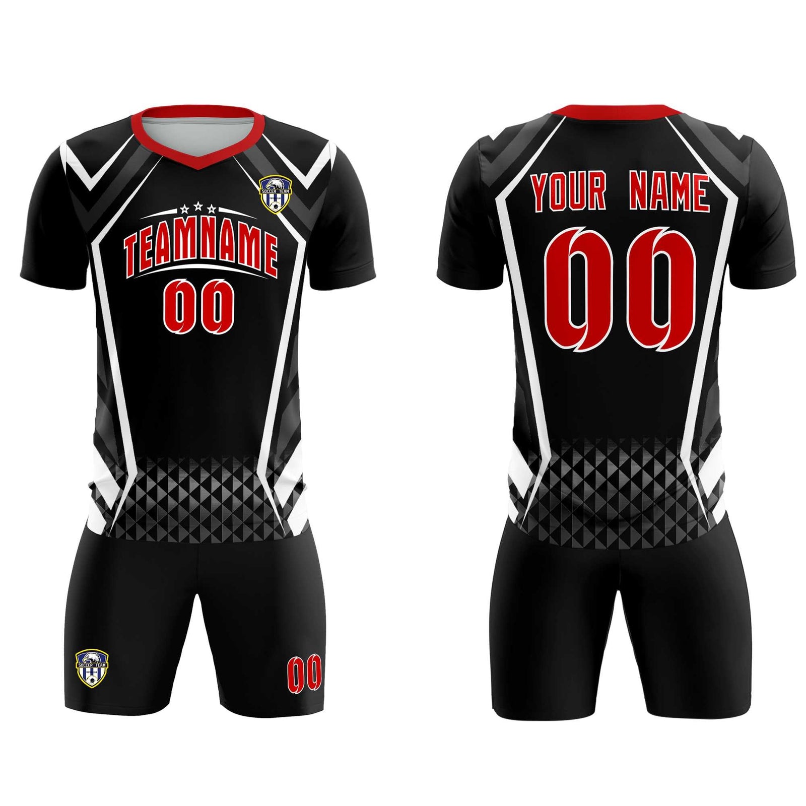Custom Black Abstract Breathable Soccer Tops/Sets Jersey