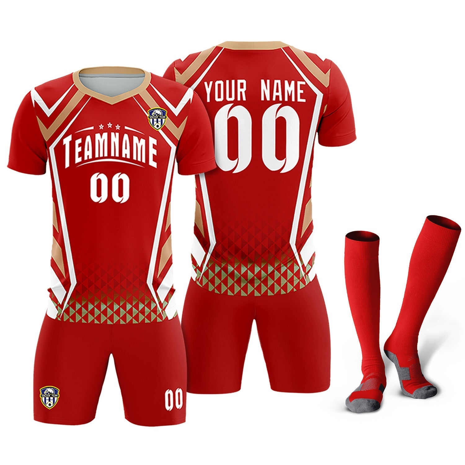 Custom Red Abstract Breathable Soccer Tops/Sets Jersey