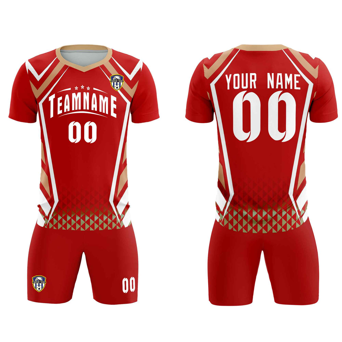 Custom Red Abstract Breathable Soccer Tops/Sets Jersey