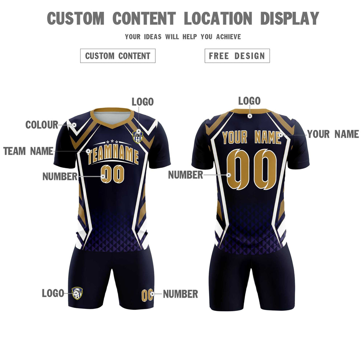 Custom Navy Abstract Breathable Soccer Tops/Sets Jersey