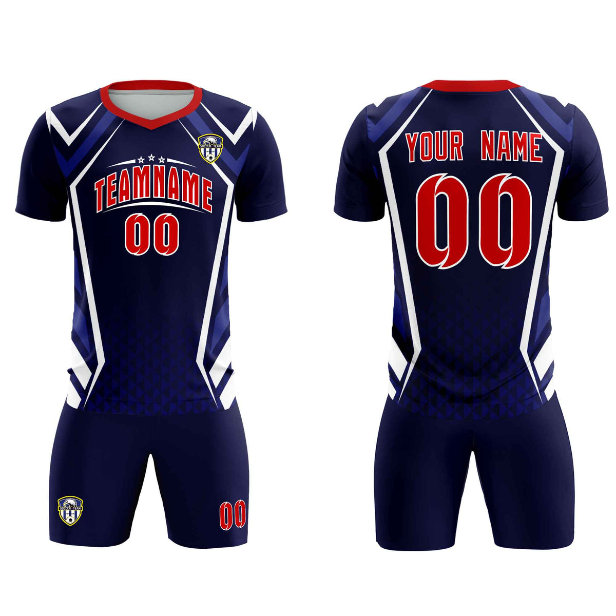 Custom Navy Abstract Breathable Soccer Tops/Sets Jersey
