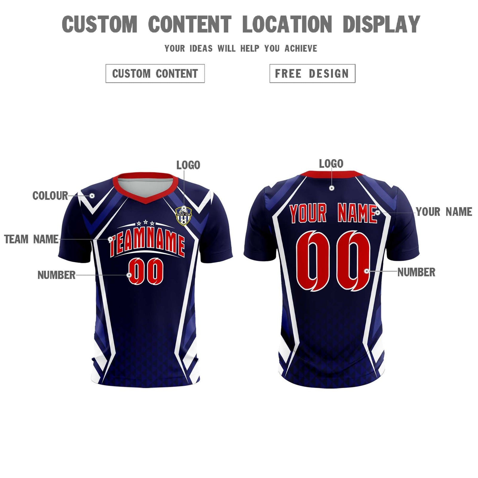 Custom Navy Abstract Breathable Soccer Tops/Sets Jersey