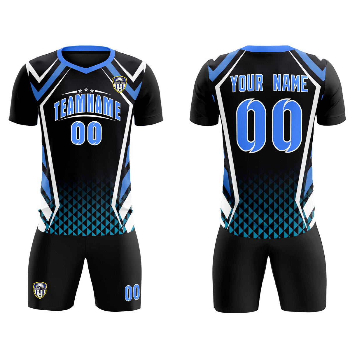 Custom Black Abstract Breathable Soccer Tops/Sets Jersey