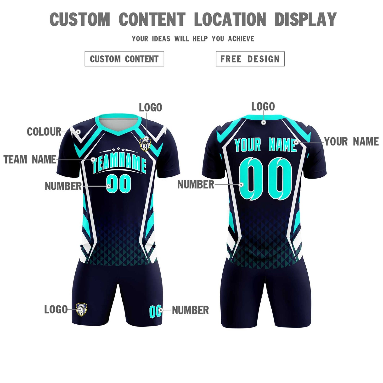 Custom Navy Abstract Breathable Soccer Tops/Sets Jersey
