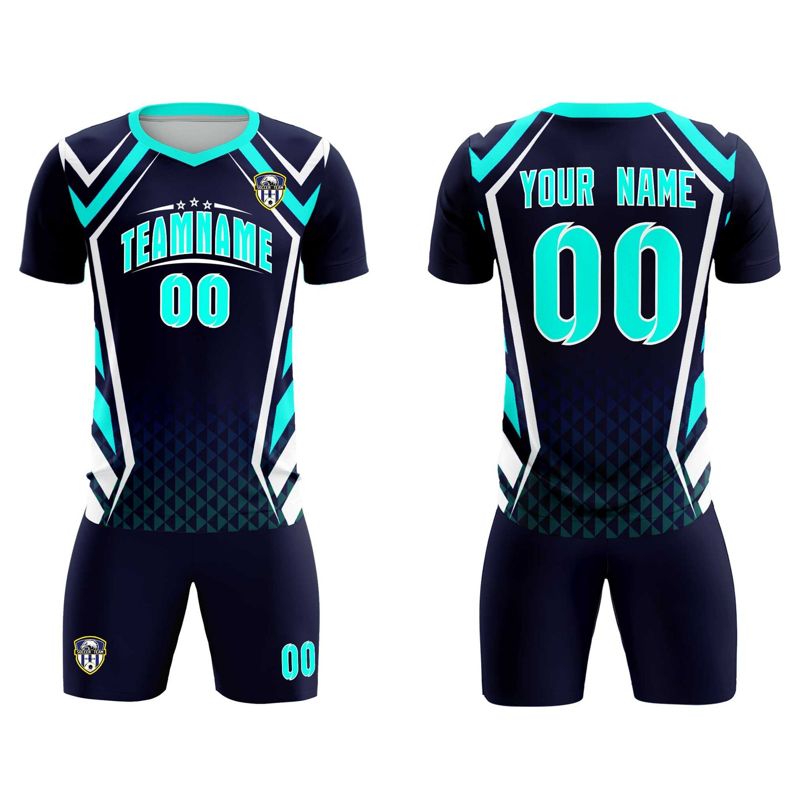 Custom Navy Abstract Breathable Soccer Tops/Sets Jersey