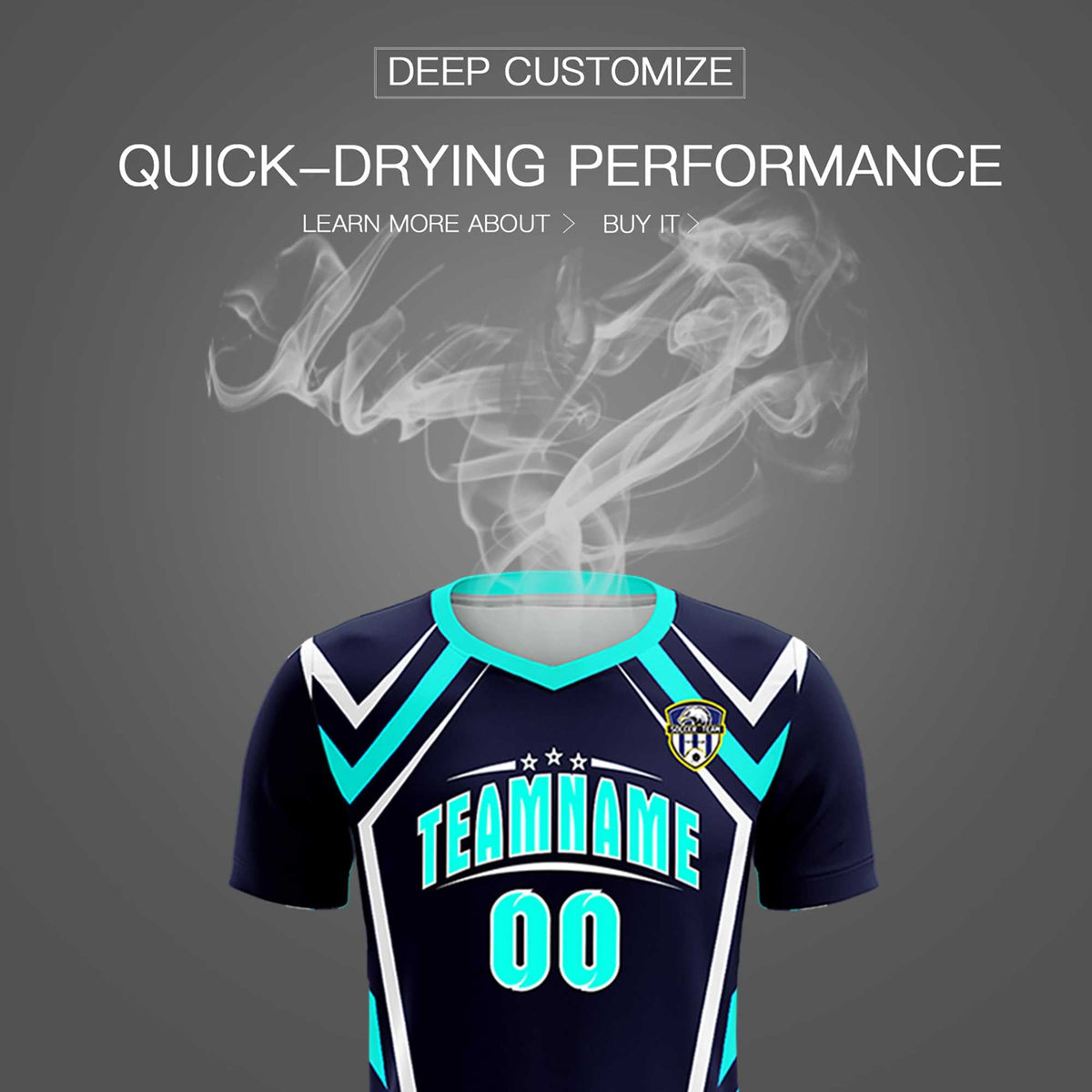 Custom Navy Abstract Breathable Soccer Tops/Sets Jersey