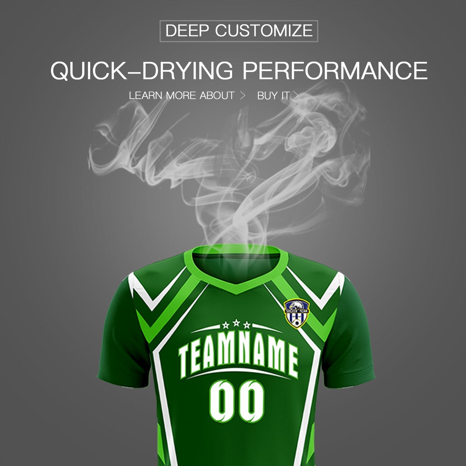 Custom Green Abstract Breathable Soccer Tops/Sets Jersey