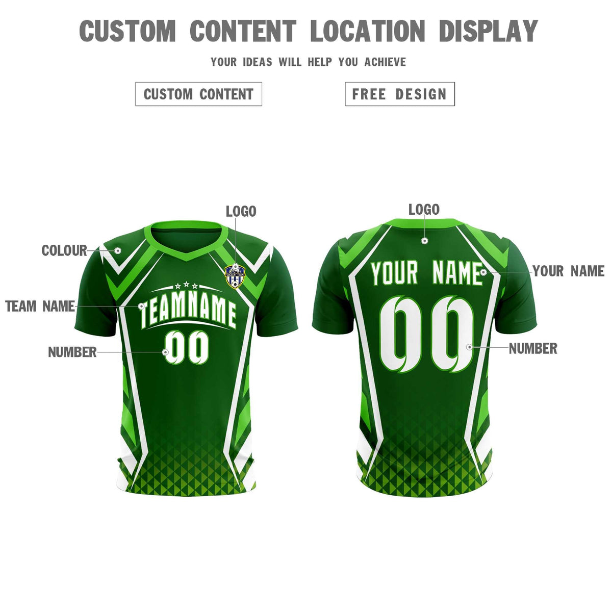 Custom Green Abstract Breathable Soccer Tops/Sets Jersey