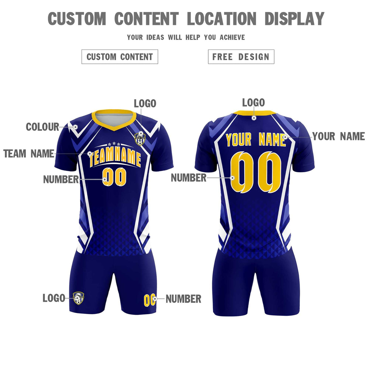 Custom Royal Abstract Breathable Soccer Tops/Sets Jersey