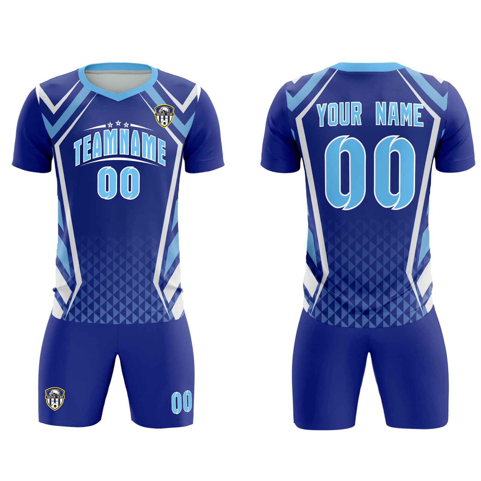 Custom Royal Abstract Breathable Soccer Tops/Sets Jersey