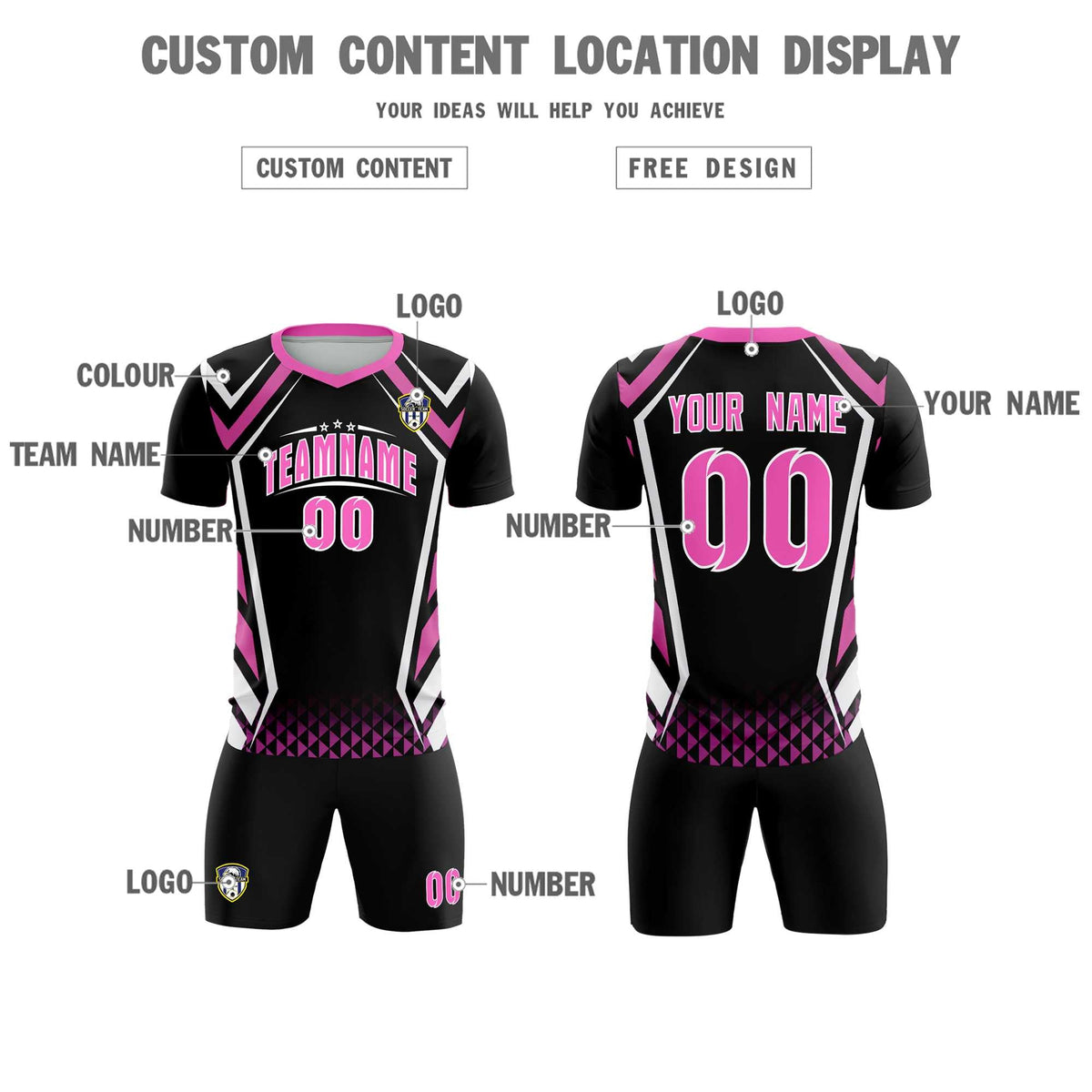 Custom Black Abstract Breathable Soccer Tops/Sets Jersey