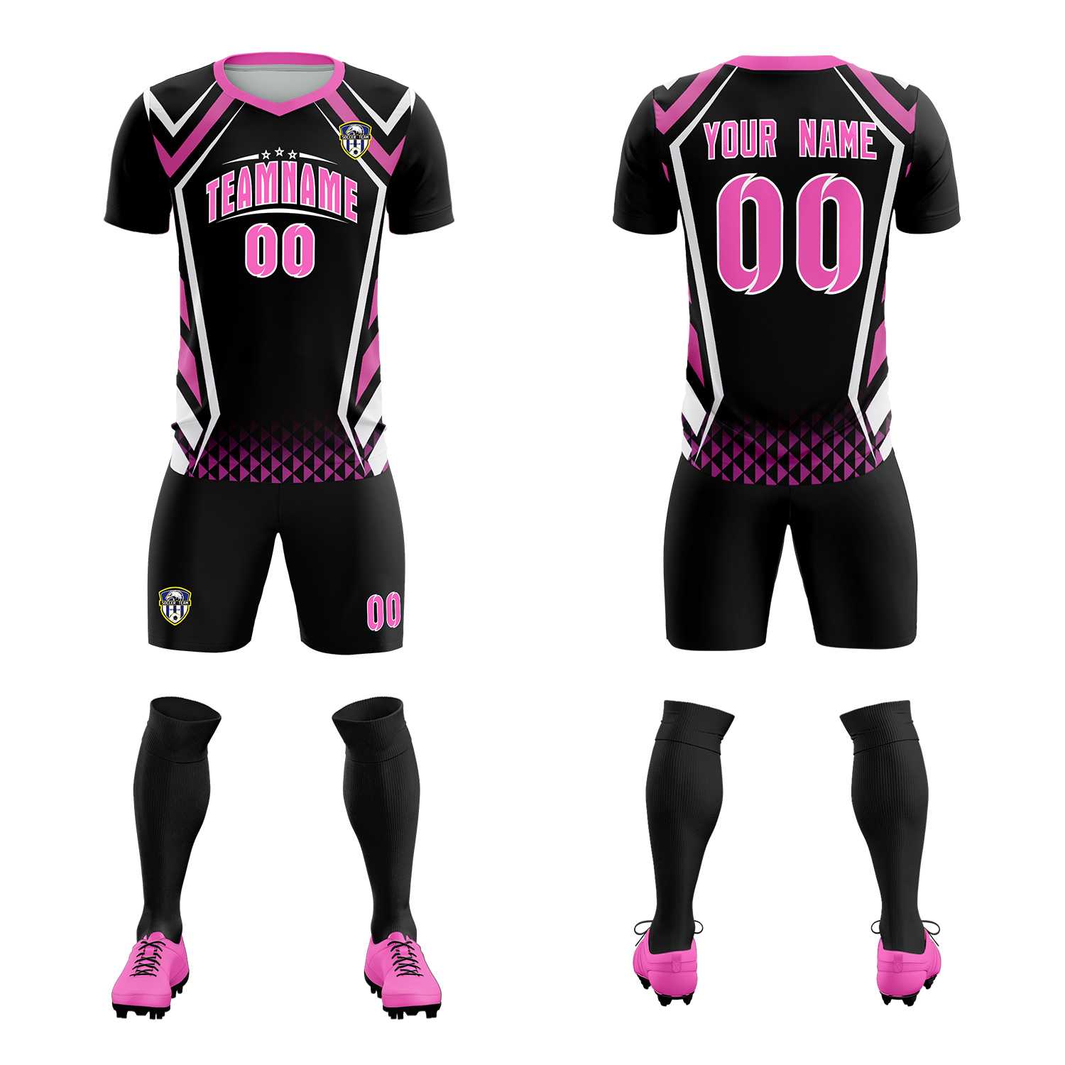 Custom Black Abstract Breathable Soccer Tops/Sets Jersey