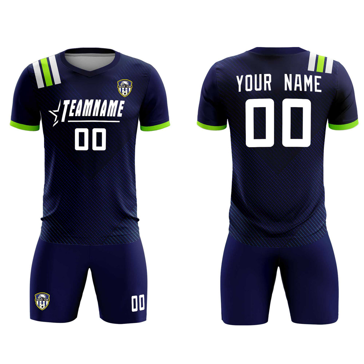 Custom Navy Striped Sportswear Soccer Tops/Sets Jersey For Adults