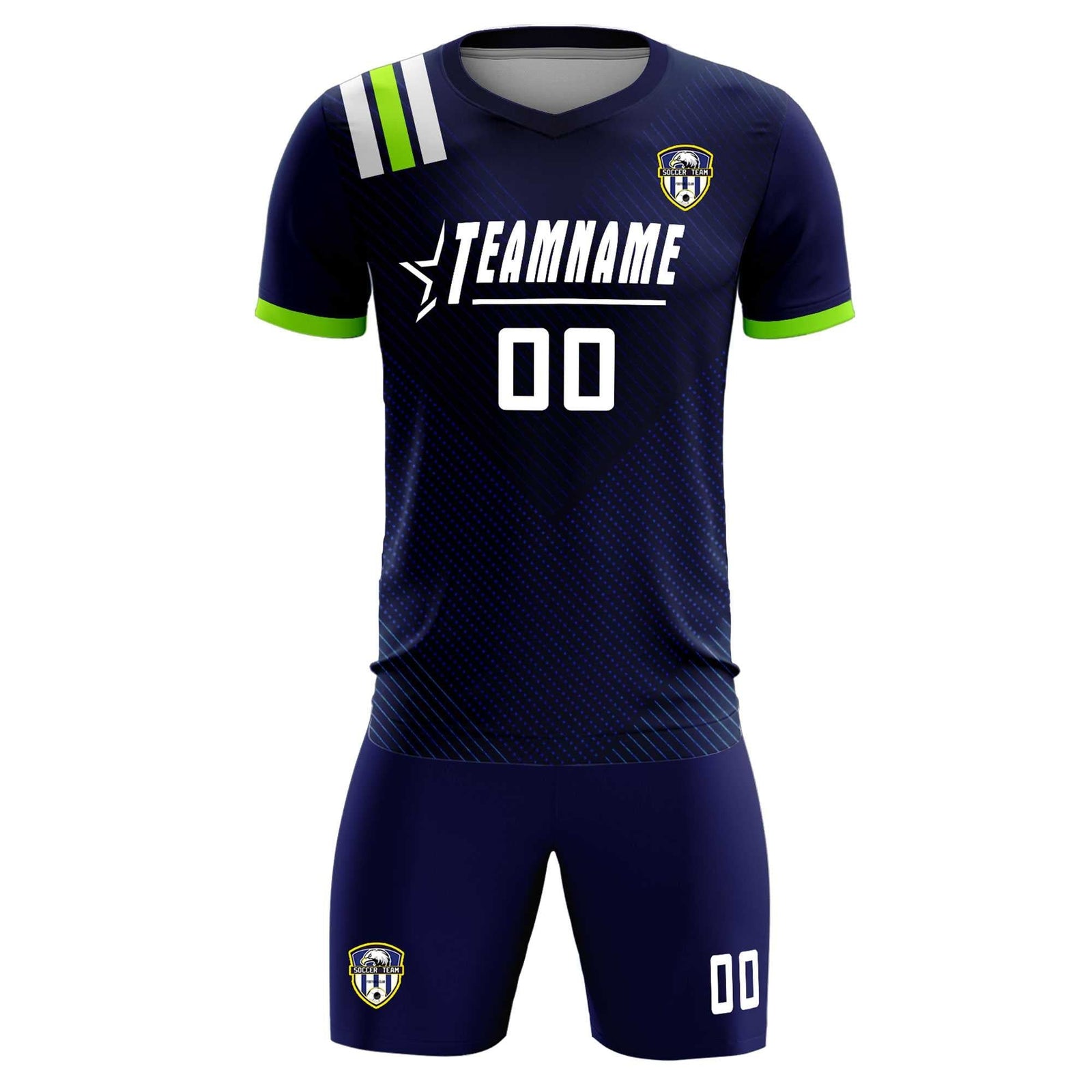 Custom Navy Striped Sportswear Soccer Tops/Sets Jersey For Adults