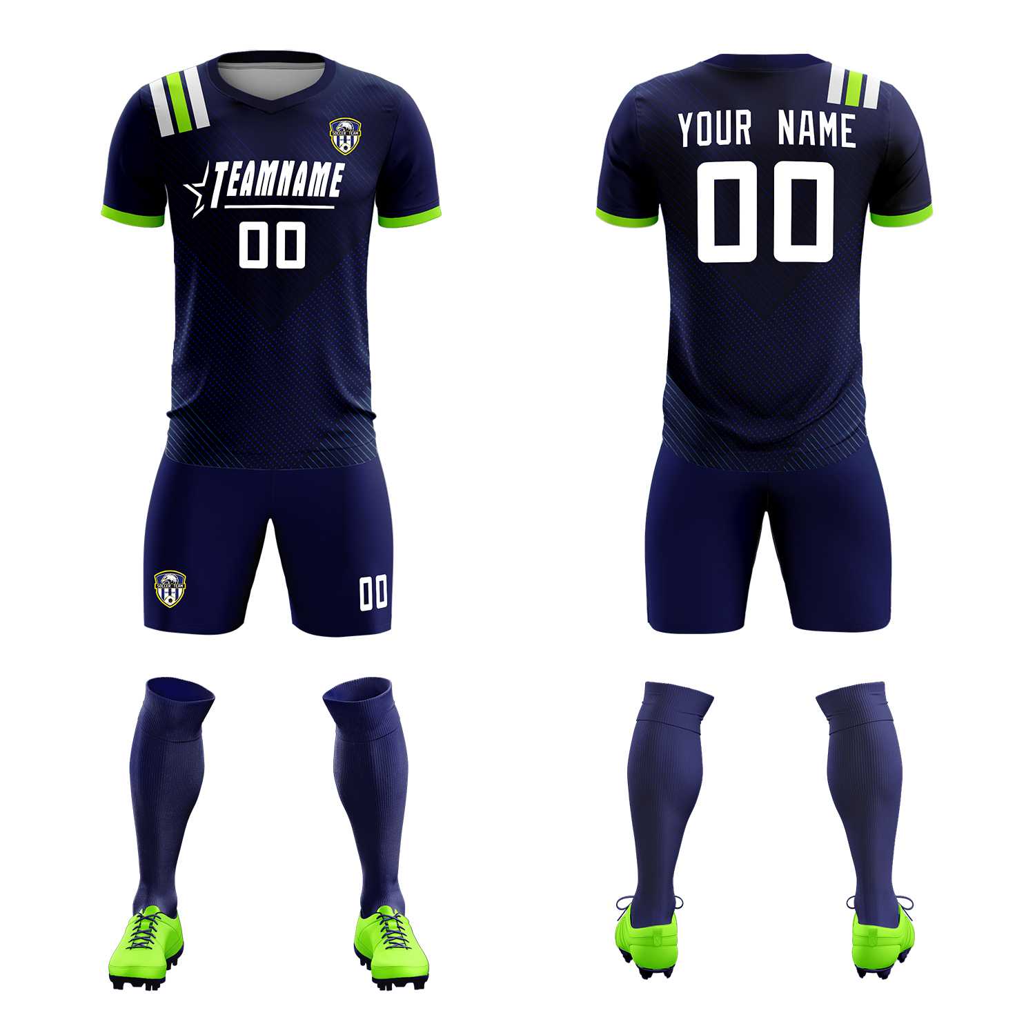 Custom Navy Striped Sportswear Soccer Tops/Sets Jersey For Adults