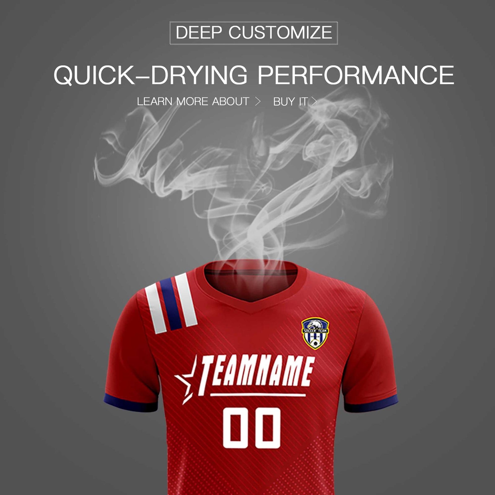 Custom Red Striped Sportswear Soccer Tops/Sets Jersey For Adults