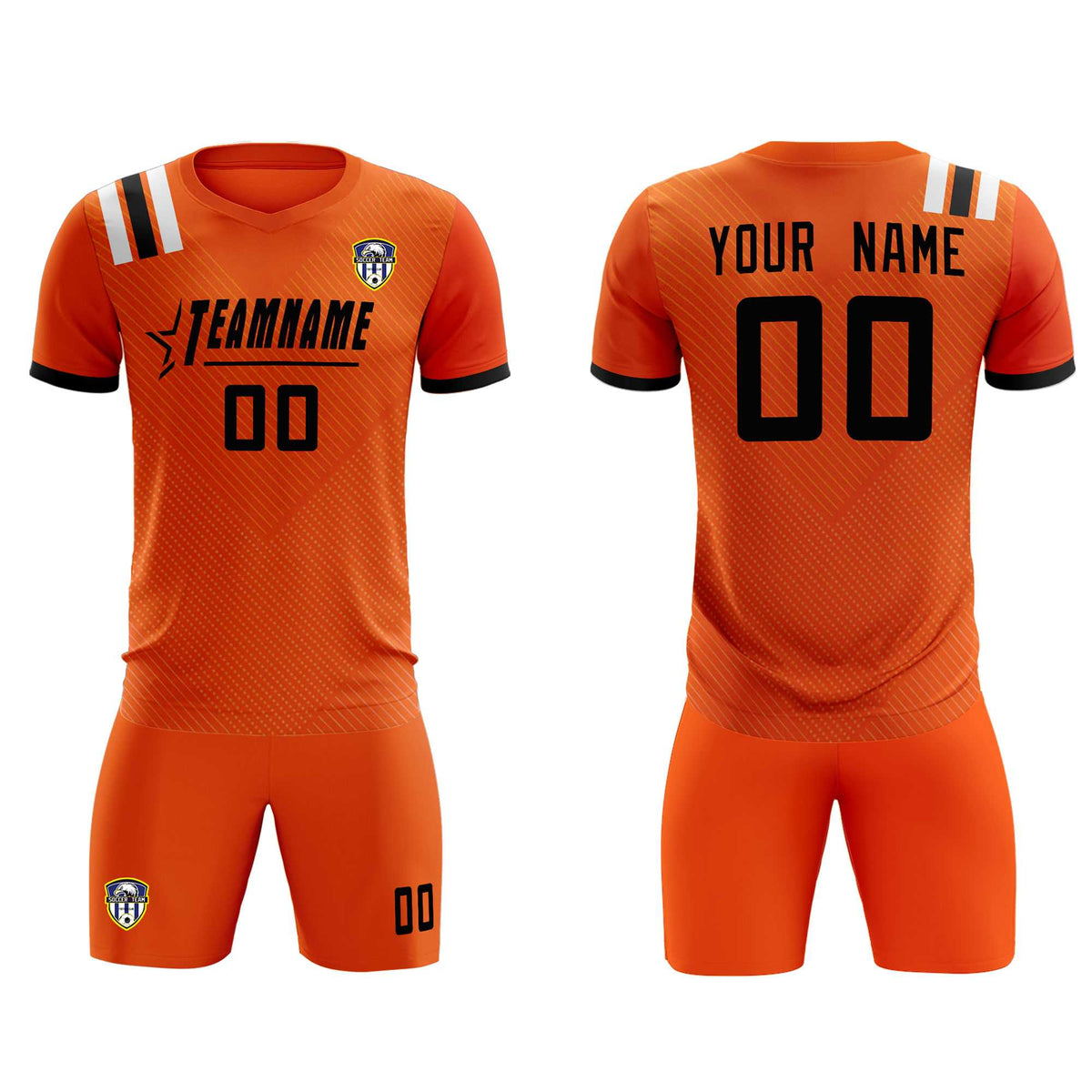 Custom Orange Striped Sportswear Soccer Tops/Sets Jersey For Adults