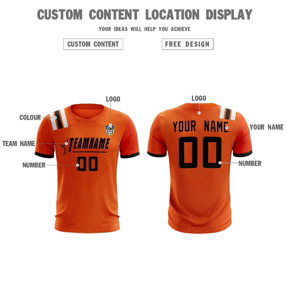 Custom Orange Striped Sportswear Soccer Tops/Sets Jersey For Adults